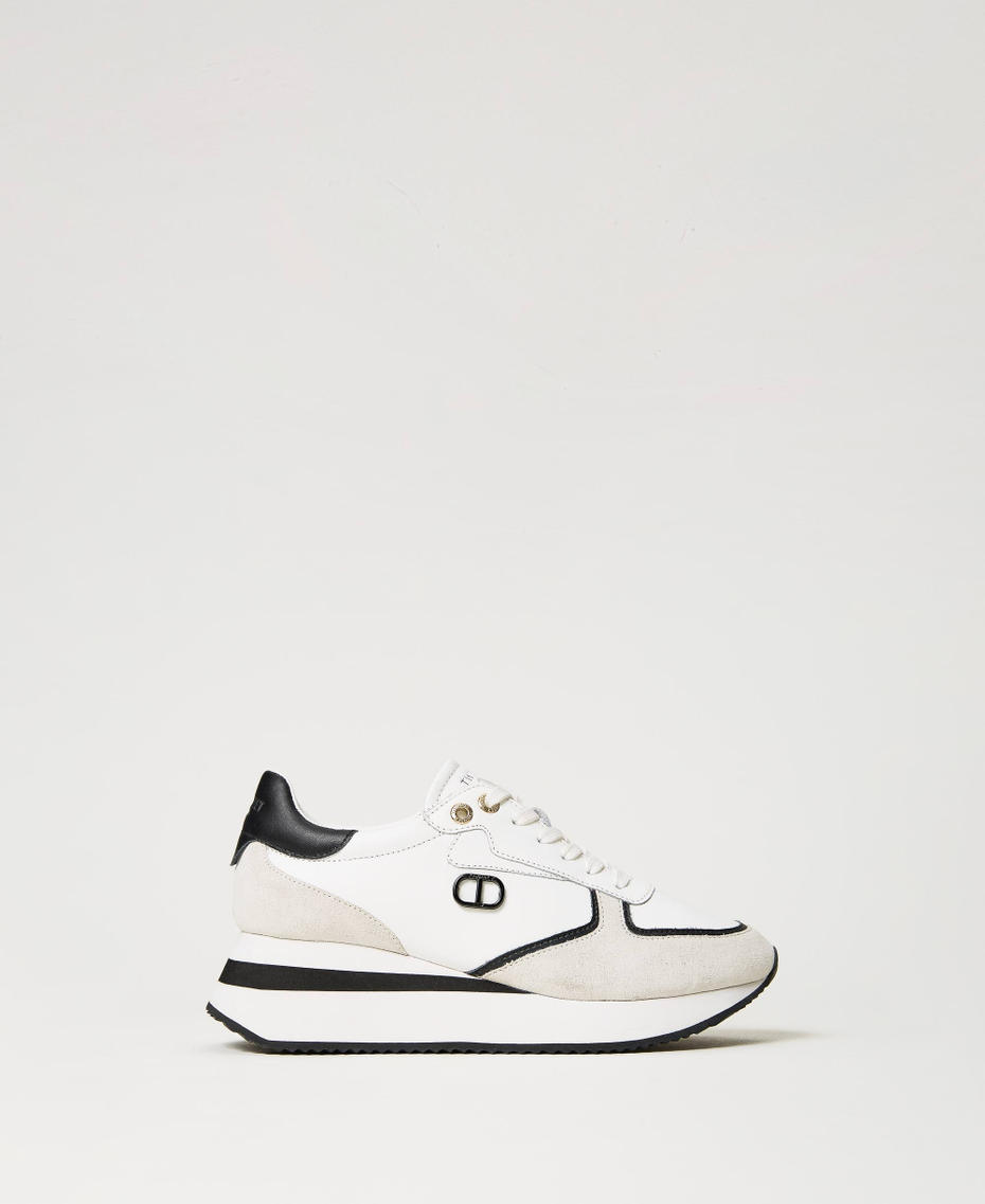 Leather wedge trainers