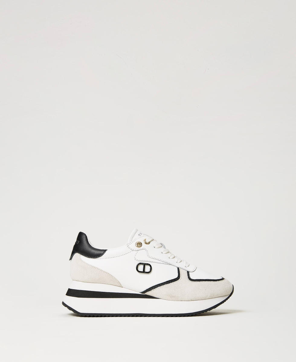 Wedge Sneaker aus Leder Frau WeiB TWINSET Milano