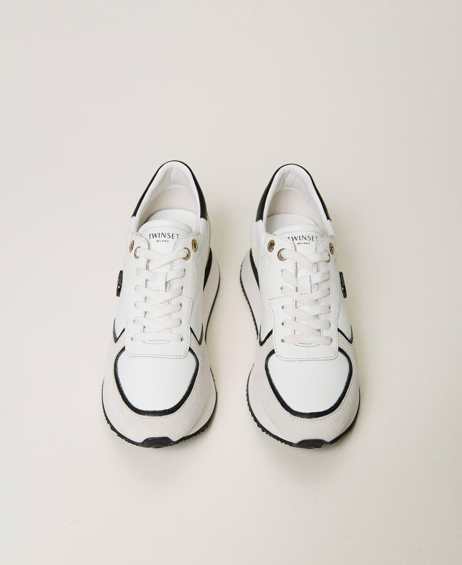 Leather wedge trainers