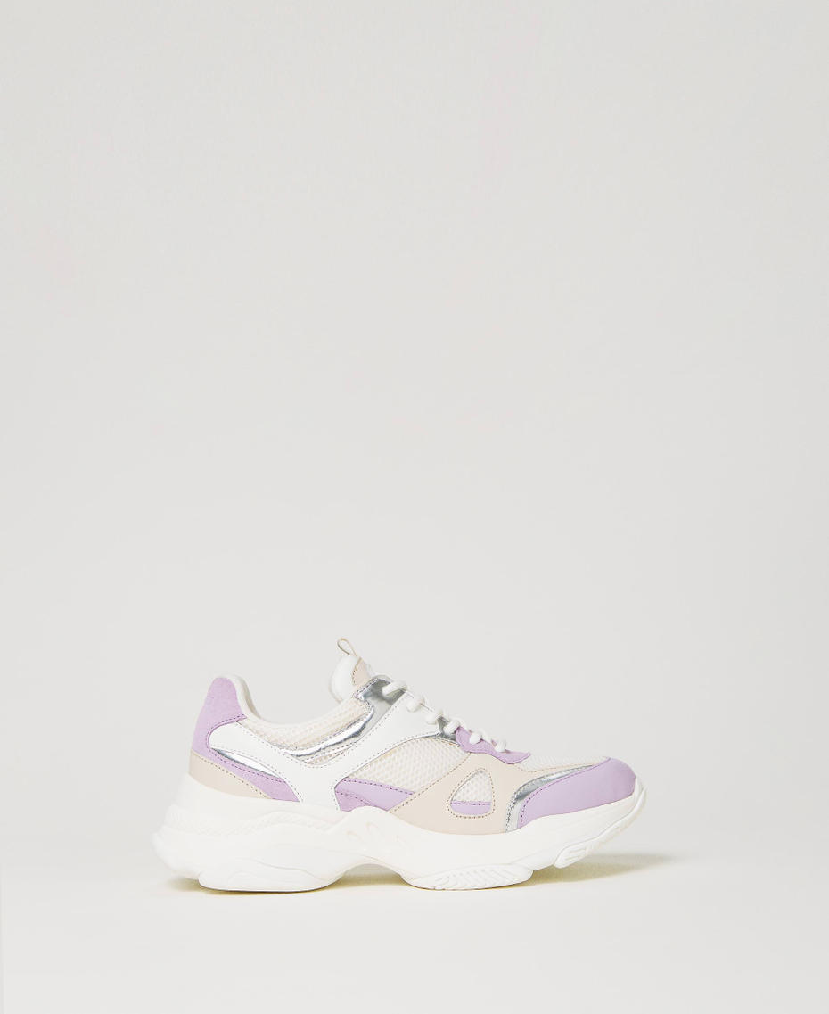 Sneakers running in pelle con inserti