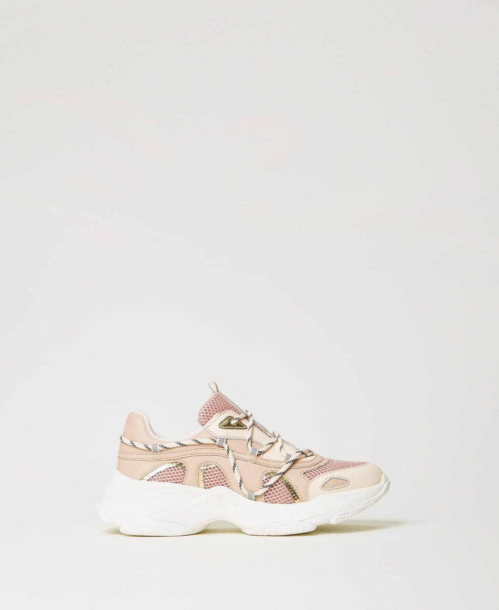 Slip on Sneaker aus Leder mit Einsatzen Frau Beige TWINSET Milano