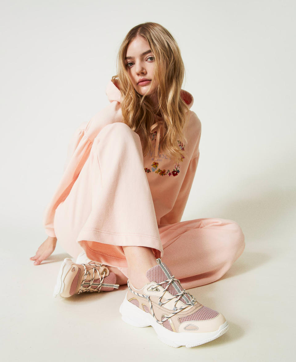 Leather slip-on trainers with inserts "Almond Milk” Beige Woman 241TCP092_11308_0S