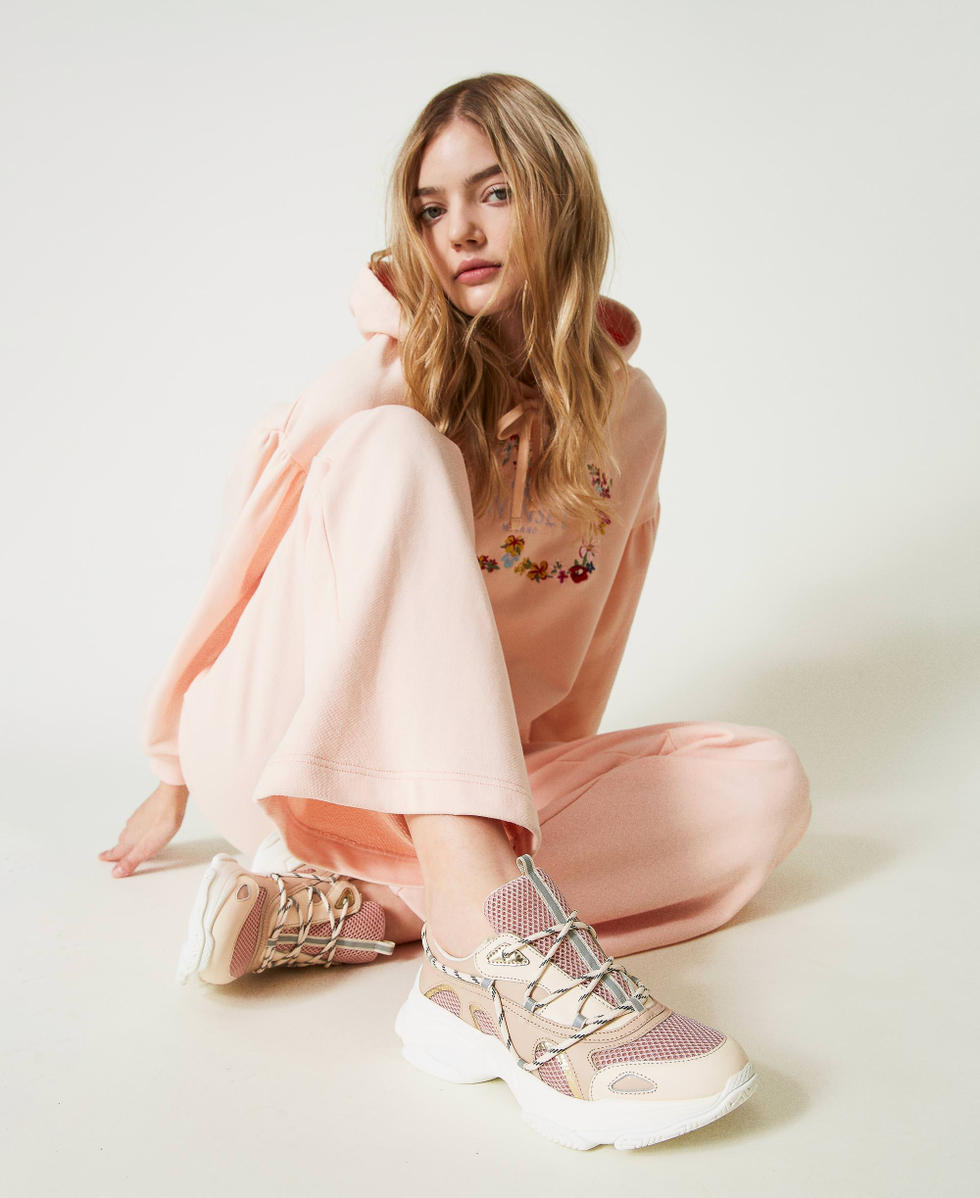 Leather slip-on trainers with inserts "Almond Milk&rdquo; Beige Woman 241TCP092_11308_S0