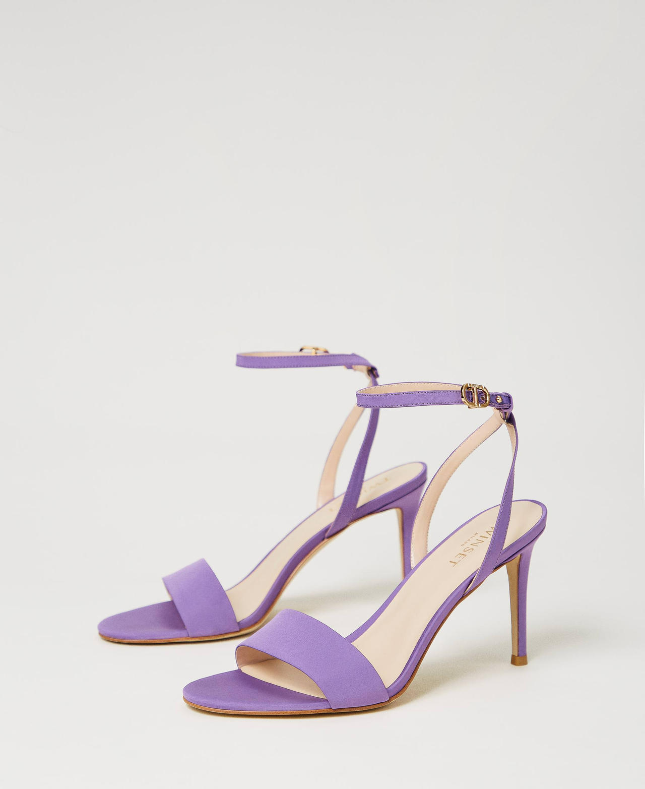 Satin sandals with strap