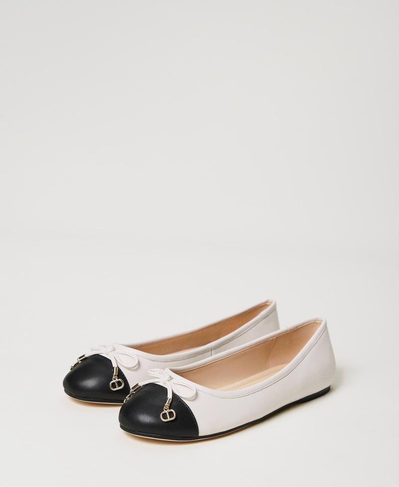 Ballerina shoes with bow Two-tone “Hazelnut” Brown / Light Lemon Woman 241TCP110-02