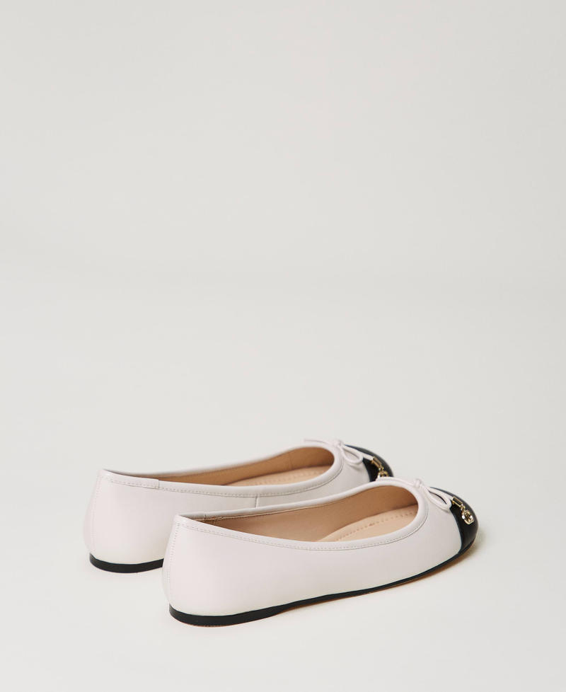 Ballerine con fiocco Bicolor Bianco "Neve" / Nero Donna 241TCP110_03711_03