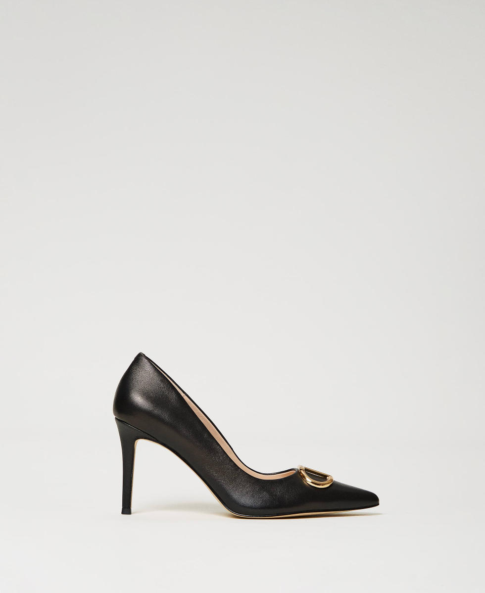 Ladies black leather court shoes sale