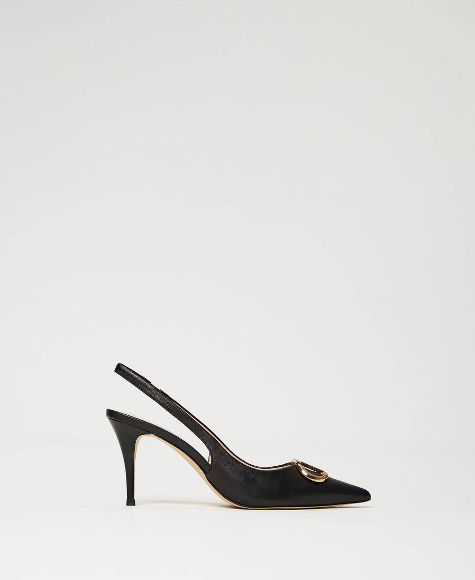 Escarpins slingbacks en cuir Noir Femme 241TCP122_00006_01