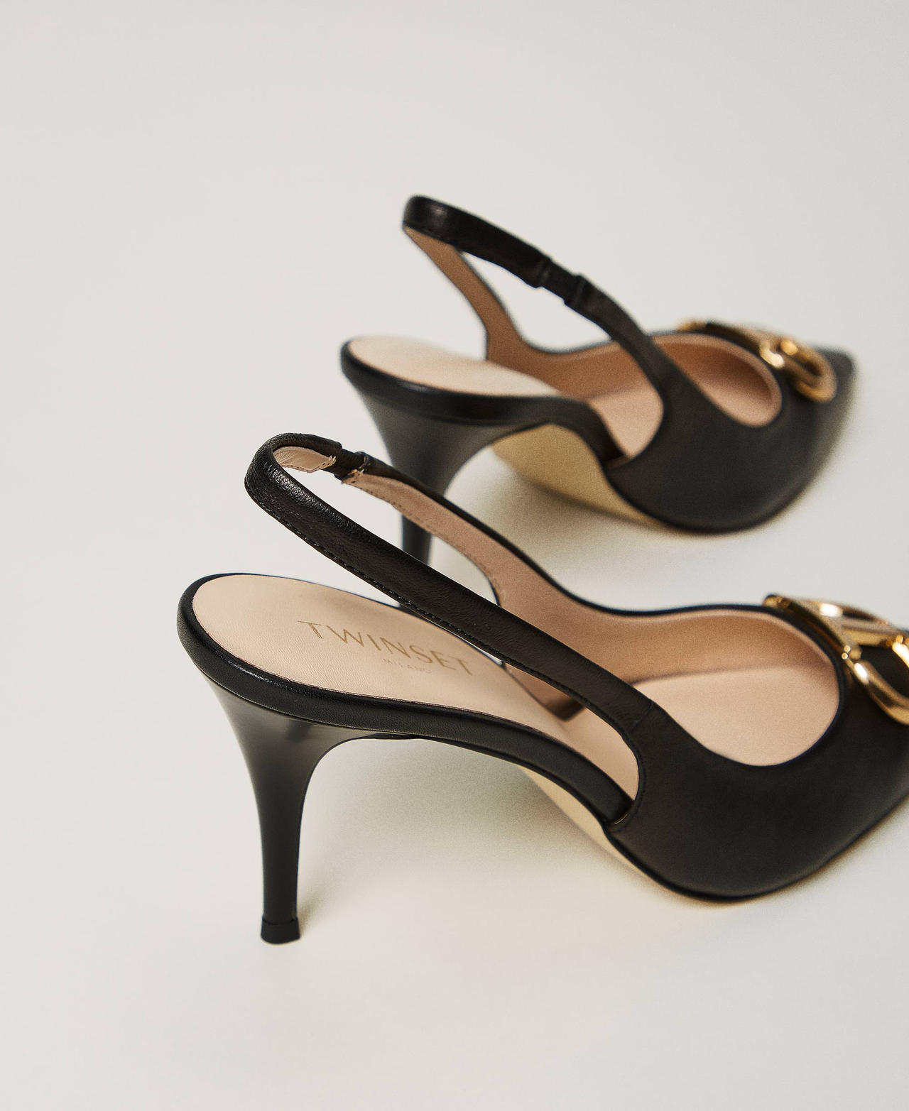 Escarpins slingbacks en cuir Noir Femme 241TCP122_00006_03