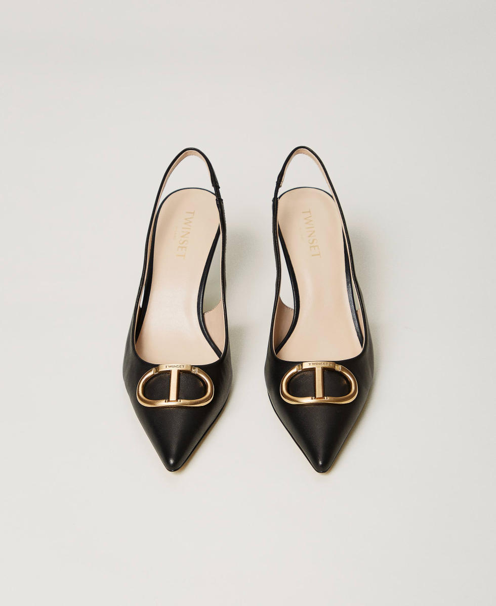 Escarpins slingbacks en cuir Noir Femme 241TCP122_00006_04