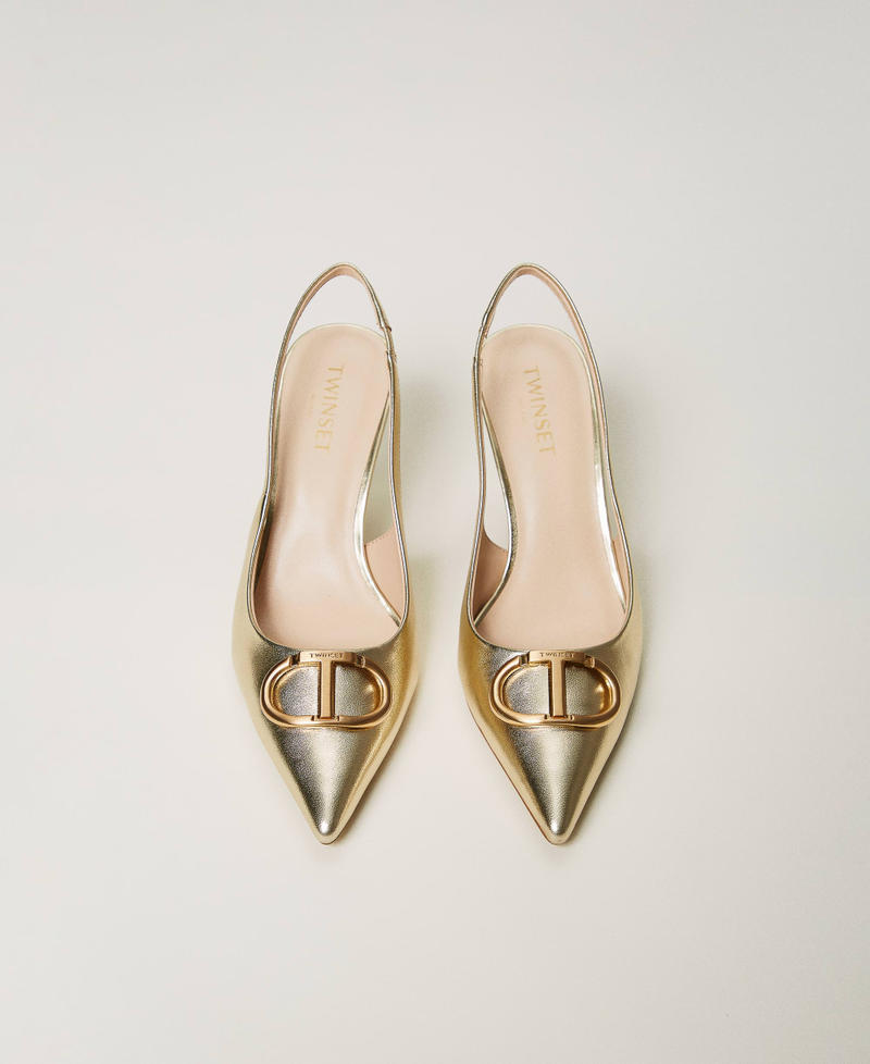 Décolleté sling back in pelle Oro Giallo Donna 241TCP122_10366_04
