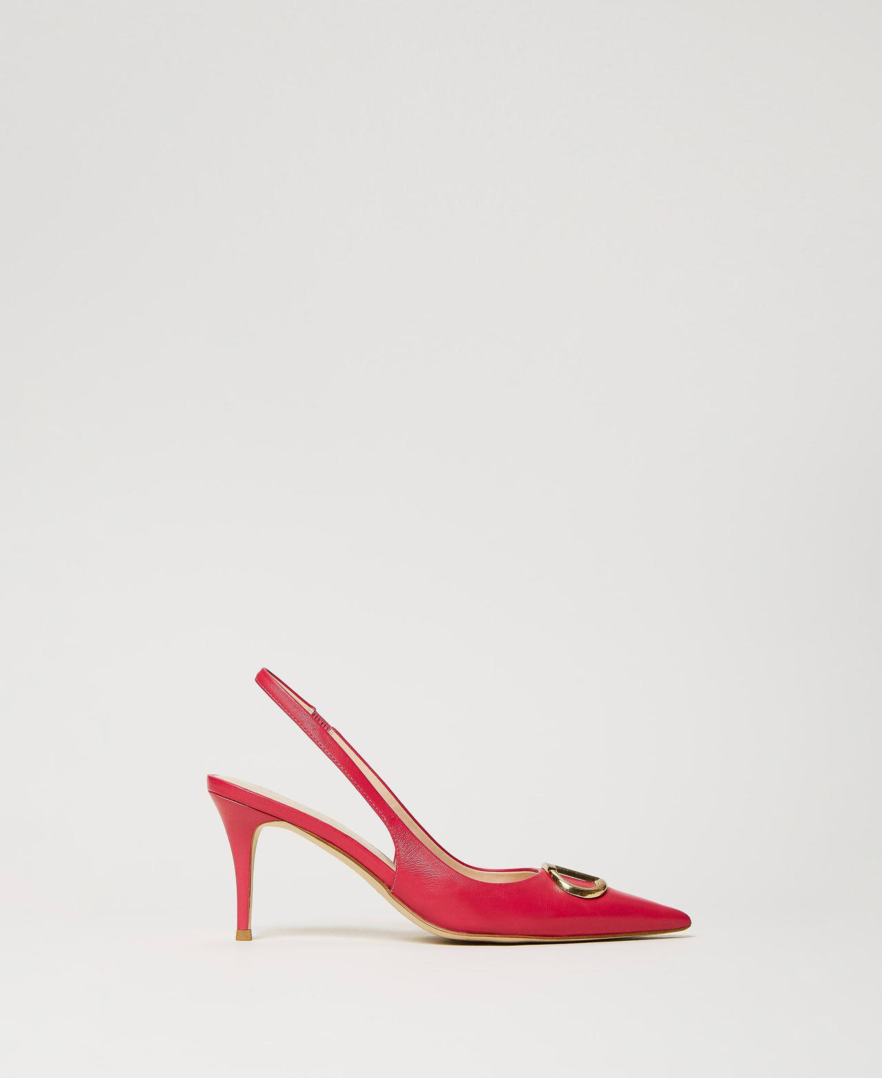 Leather sling back court shoes "Bright Rose&rdquo; Pink Woman 241TCP122_10802_01