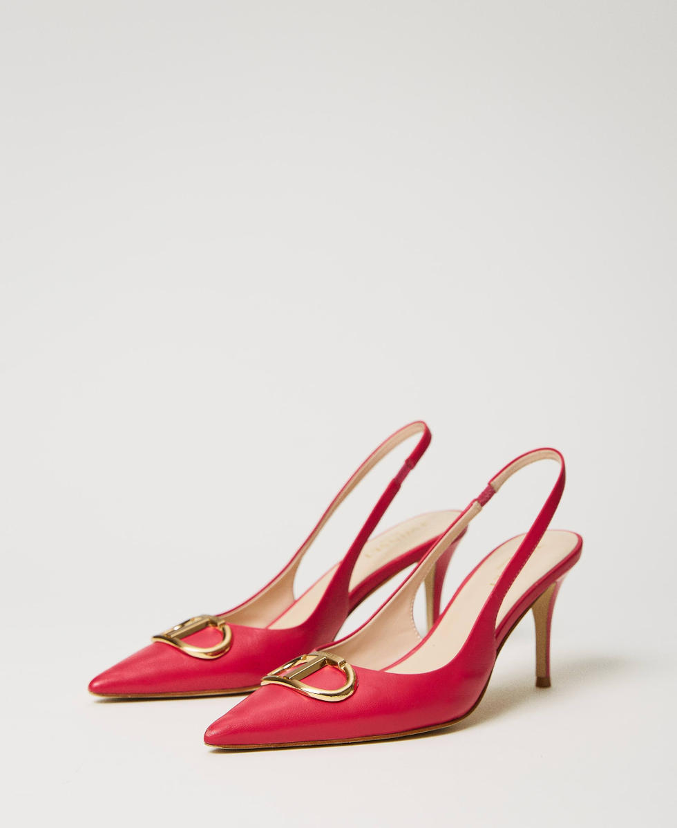 Leather slingback court shoes top