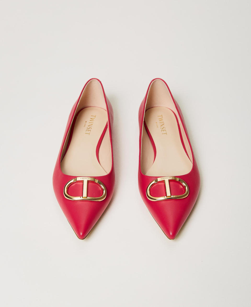 Ballerine in pelle con Oval T Rosa "Bright Rose" Donna 241TCP128_10802_04