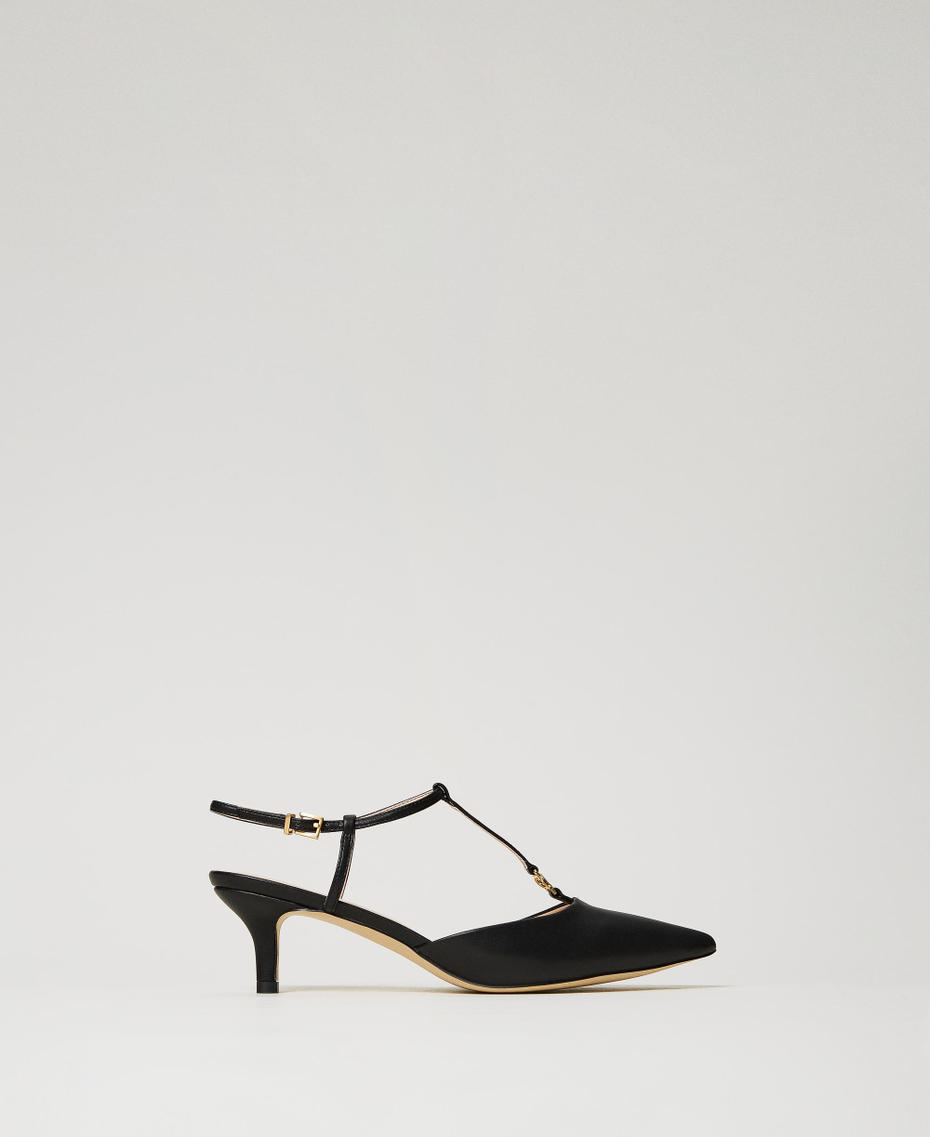 Riemchenpumps mit Oval T Schwarz Frau 241TCP130_00006_01