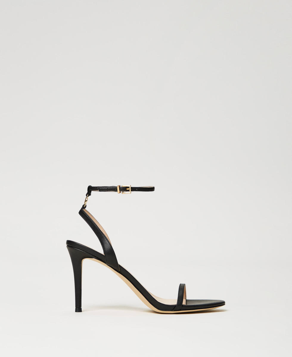 High heeled sandals with Oval T Black Woman 241TCP174_00006_01