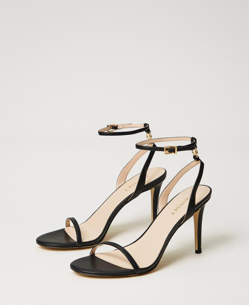 High heeled sandals with Oval T Black Woman 241TCP174_00006_02