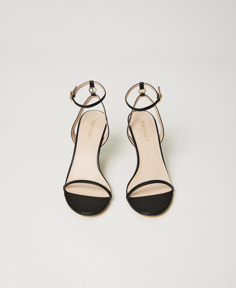 High heeled sandals with Oval T Black Woman 241TCP174-04
