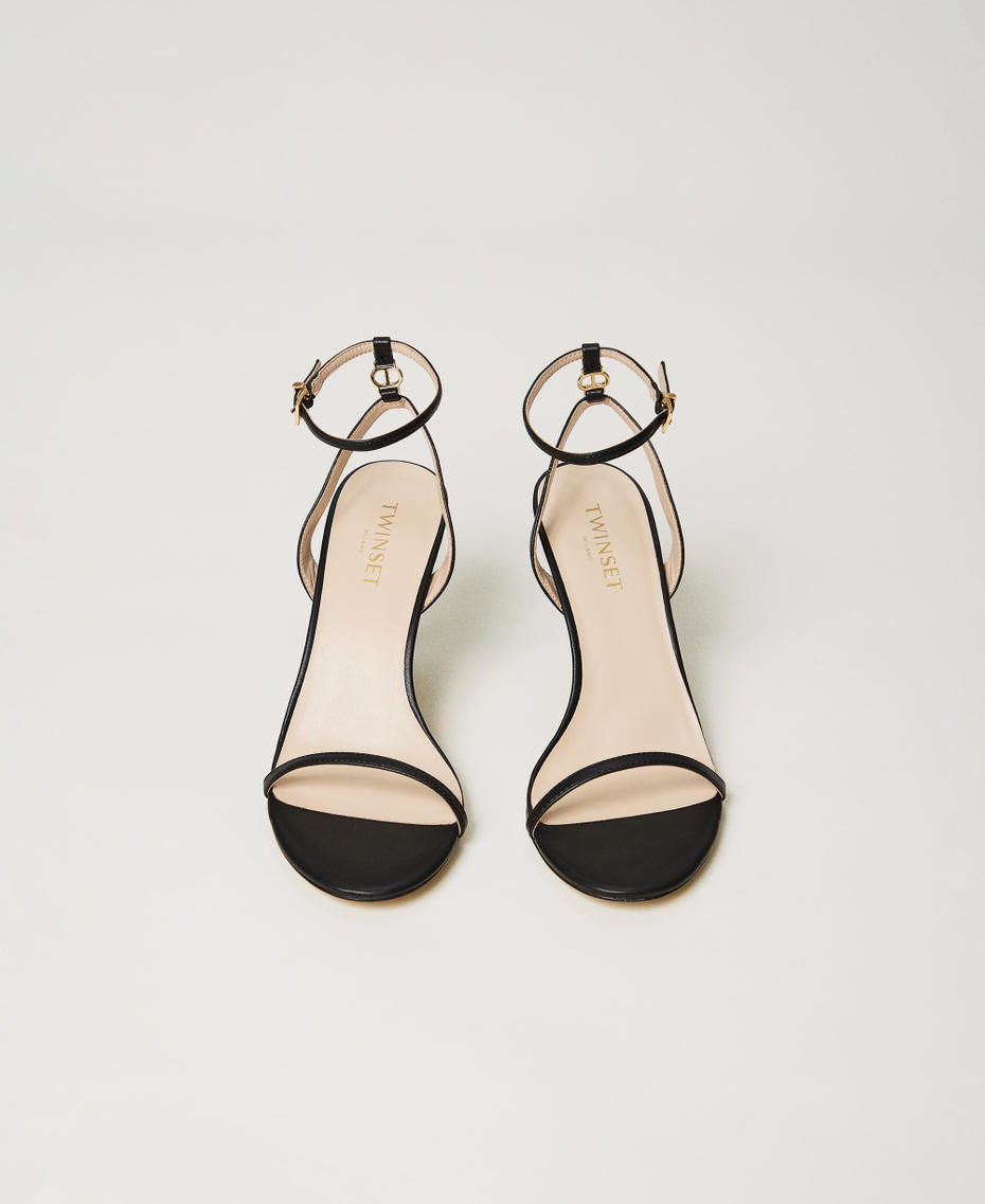 High heeled sandals with Oval T Black Woman 241TCP174_00006_04