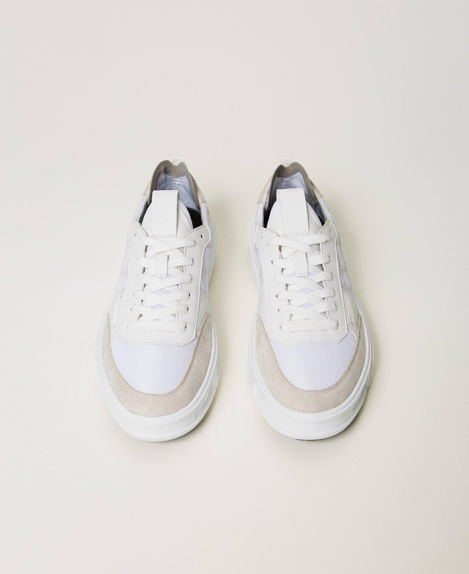 Sneakers Fessura con inserti a contrasto Bicolor Bianco Ottico / Giallo "Lemon Grass" Donna 241TCP210-05