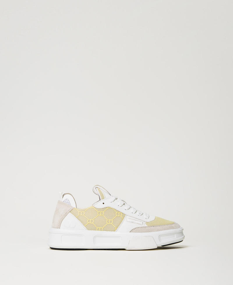 Sneakers Fessura con inserti a contrasto Bicolor Bianco Ottico / Giallo "Lemon Grass" Donna 241TCP210-01
