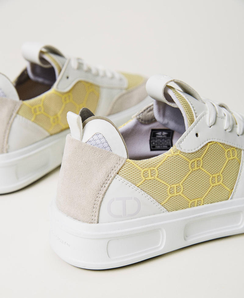 Fessura Sneakers mit Kontrasteinsätzen Zweifarbig Optisches Weiß / „Lemon Grass“-Gelb Frau 241TCP210-03