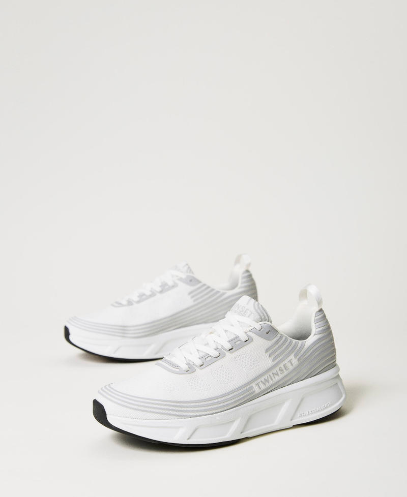 Sneakers Fessura a righe con logo Bianco Donna 241TCP212_00001_02