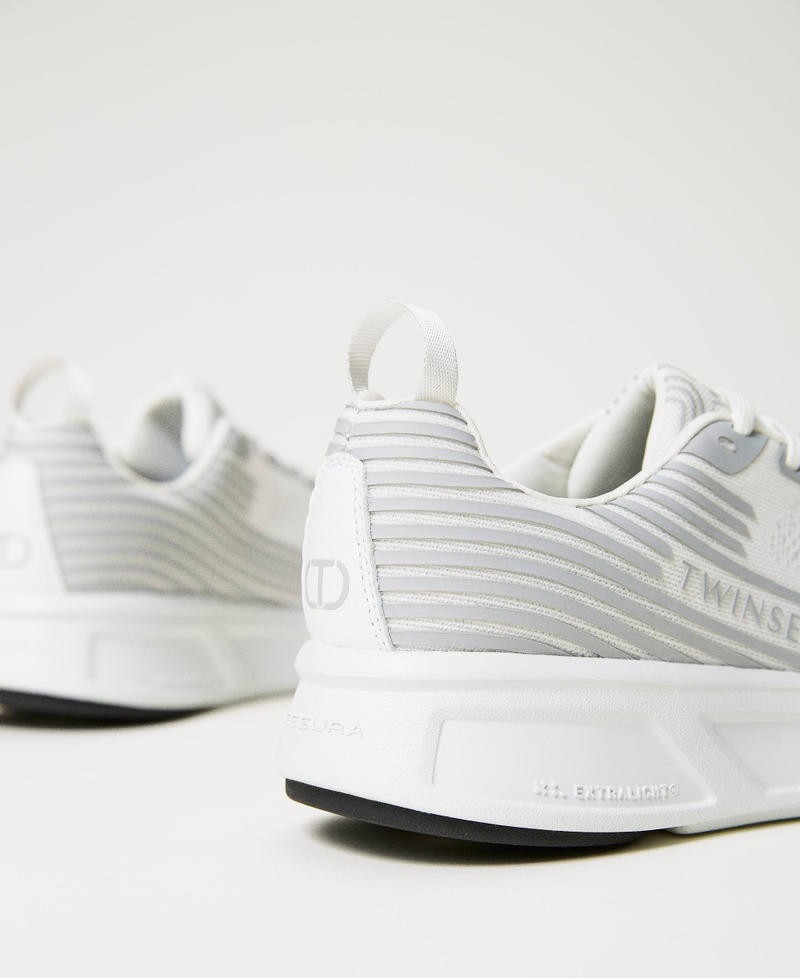 Sneakers Fessura a righe con logo Bianco Donna 241TCP212_00001_03