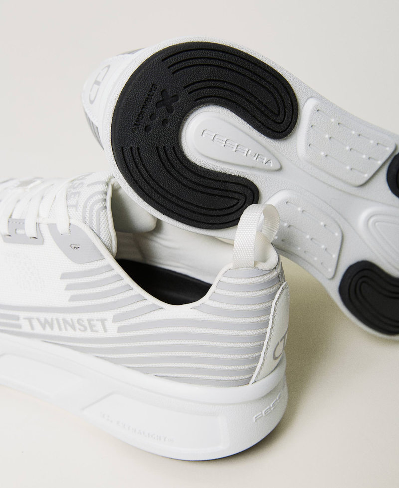 Sneakers Fessura a righe con logo Bianco Donna 241TCP212_00001_04