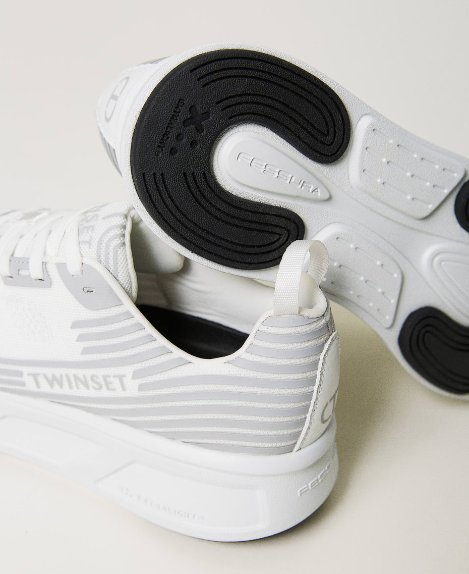Sneakers Fessura a righe con logo Bianco Donna 241TCP212_00001_04