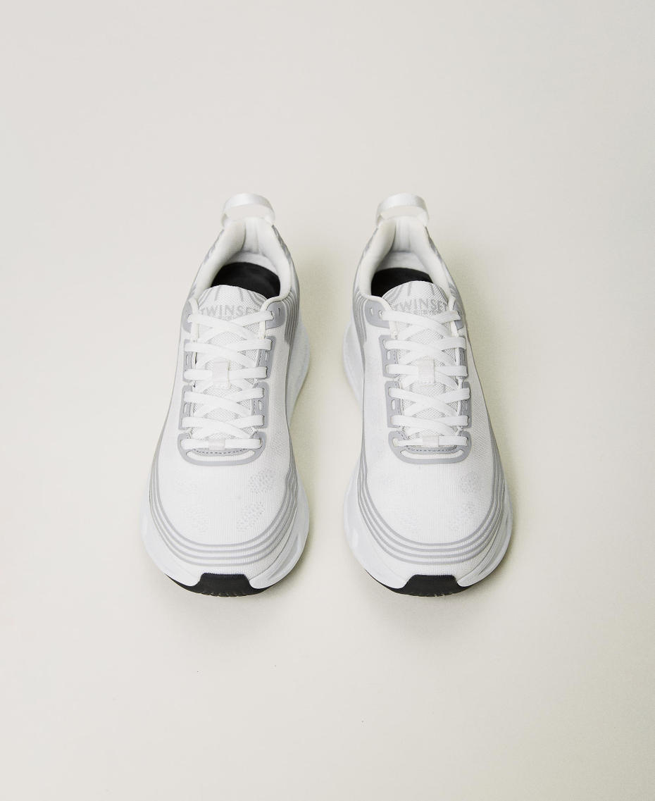 Sneakers Fessura a righe con logo Bianco Donna 241TCP212_00001_05