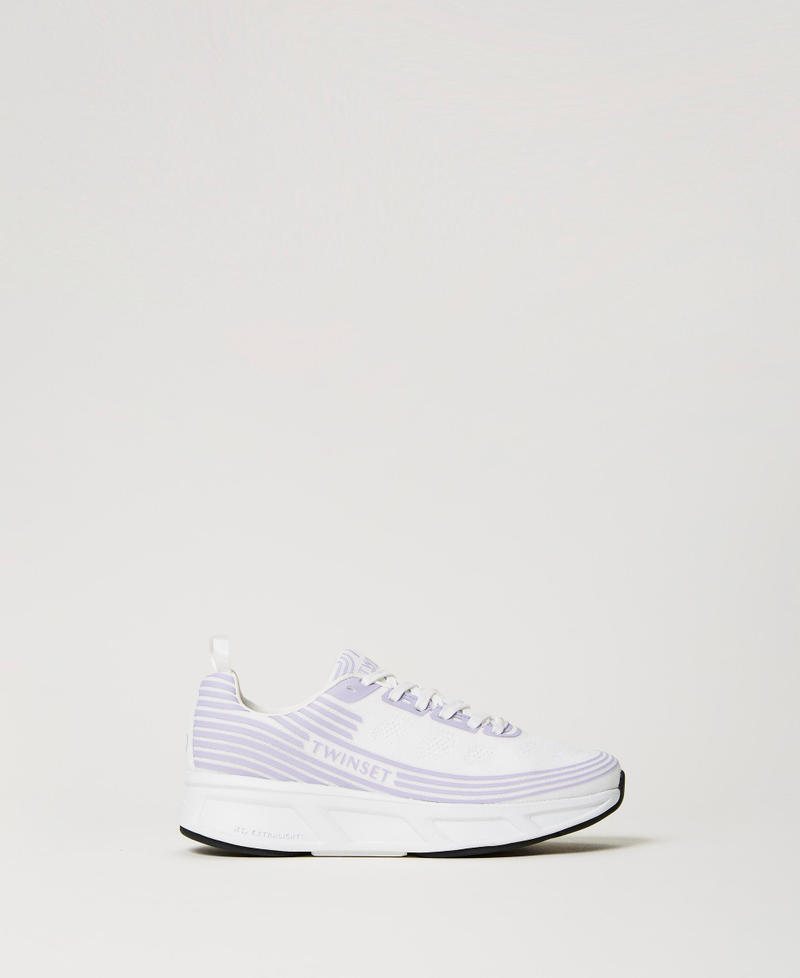 Striped Fessura trainers with logo Two-tone Optical White / "Campanula" Purple Woman 241TCP212_11334_01