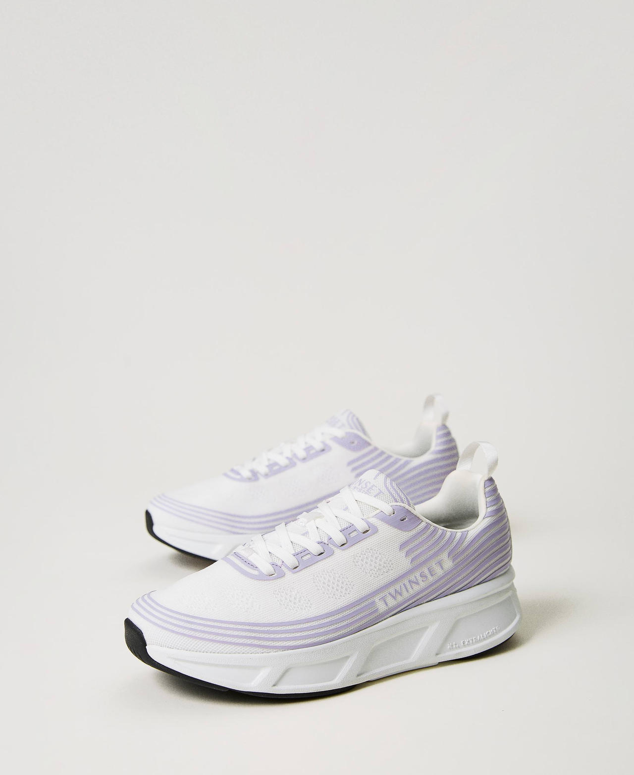 Striped Fessura trainers with logo Two-tone Optical White / "Campanula" Purple Woman 241TCP212_11334_02