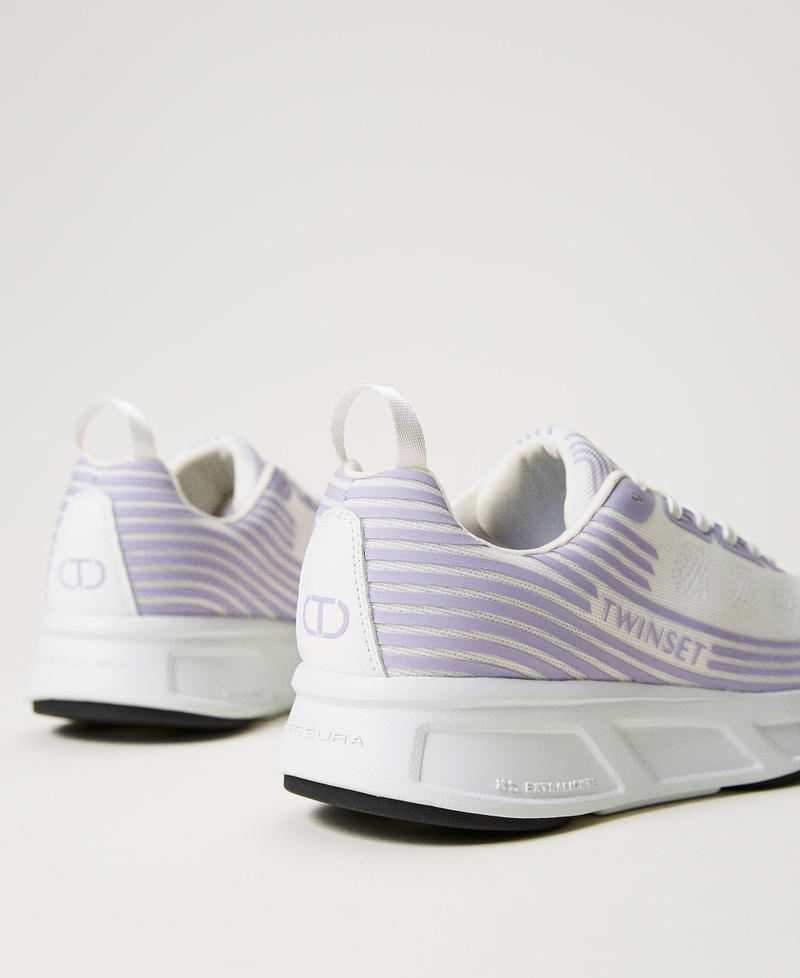 Striped Fessura trainers with logo Two-tone Optical White / "Campanula" Purple Woman 241TCP212_11334_03