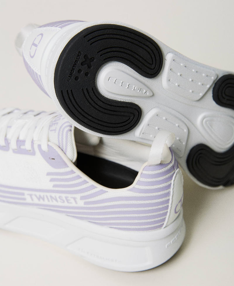 Striped Fessura trainers with logo Two-tone Optical White / "Campanula" Purple Woman 241TCP212_11334_04