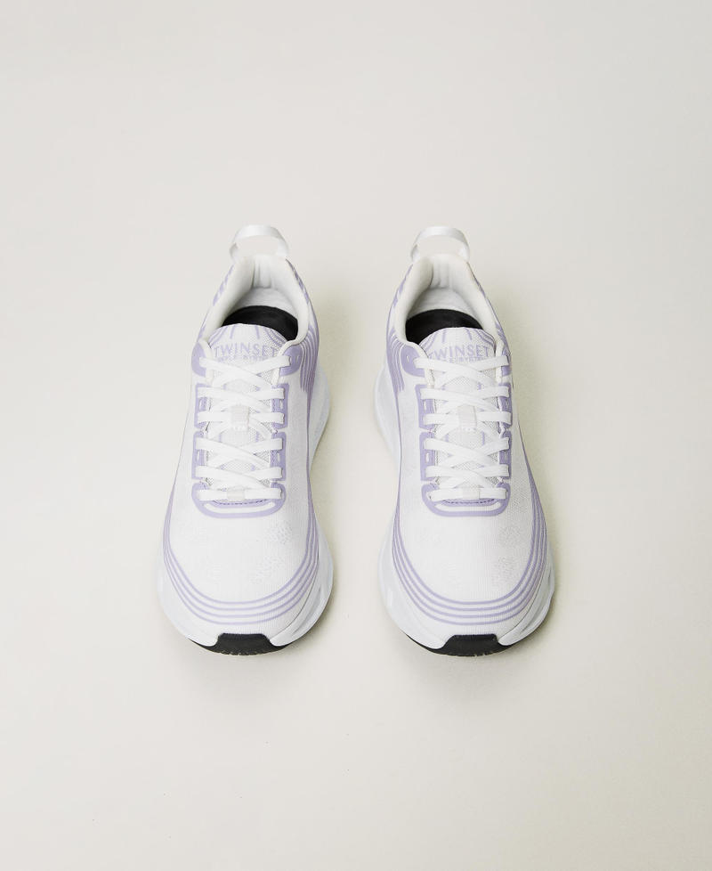 Striped Fessura trainers with logo Two-tone Optical White / "Campanula" Purple Woman 241TCP212_11334_05