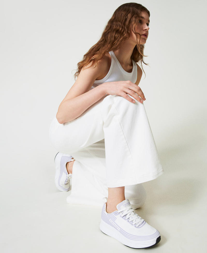 Striped Fessura trainers with logo Two-tone Optical White / "Campanula" Purple Woman 241TCP212_11334_0S