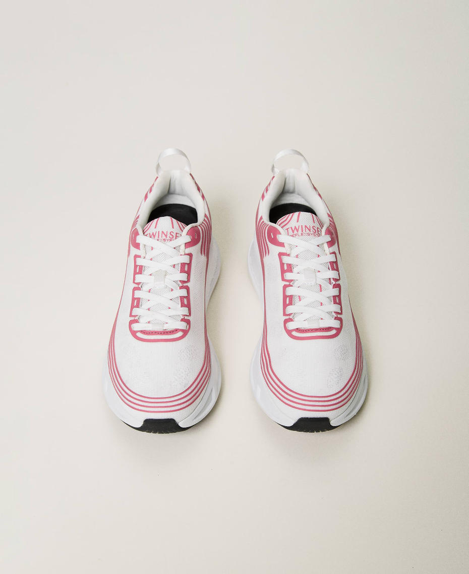 Sneakers Fessura a righe con logo Bicolor Bianco Ottico / Fuchsia Pink Donna 241TCP212_11401_05