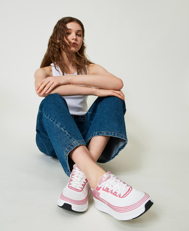 Striped Fessura trainers with logo White Woman 241TCP212-0S