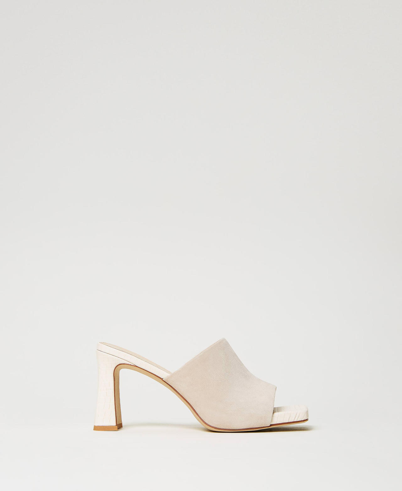Sandalias mules de ante Beige "Parchment" Mujer 241TCT020_07222_01