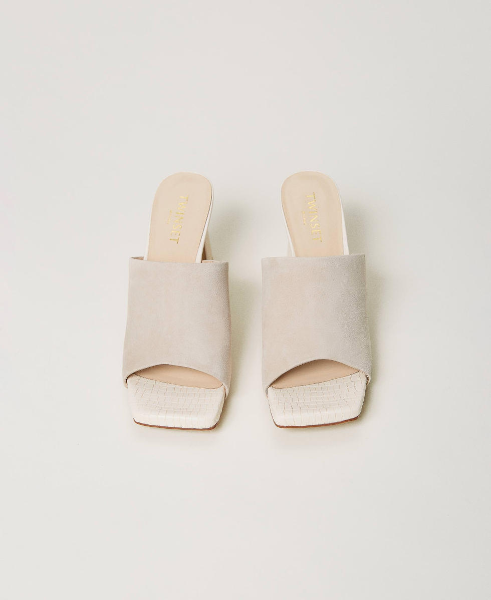 Sandales mules en cuir velours Femme Beige TWINSET Milano