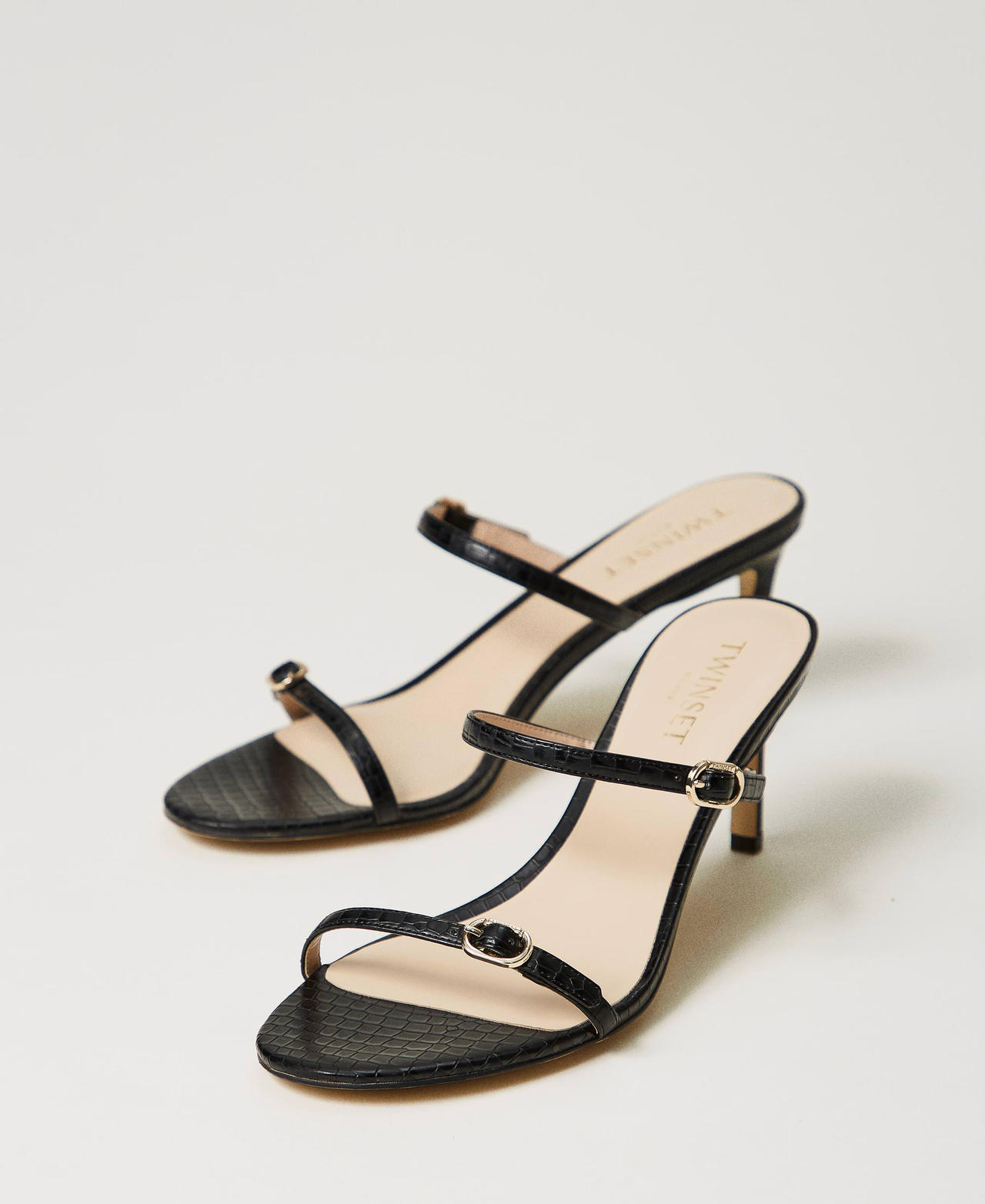 Sandales effet croco avec brides