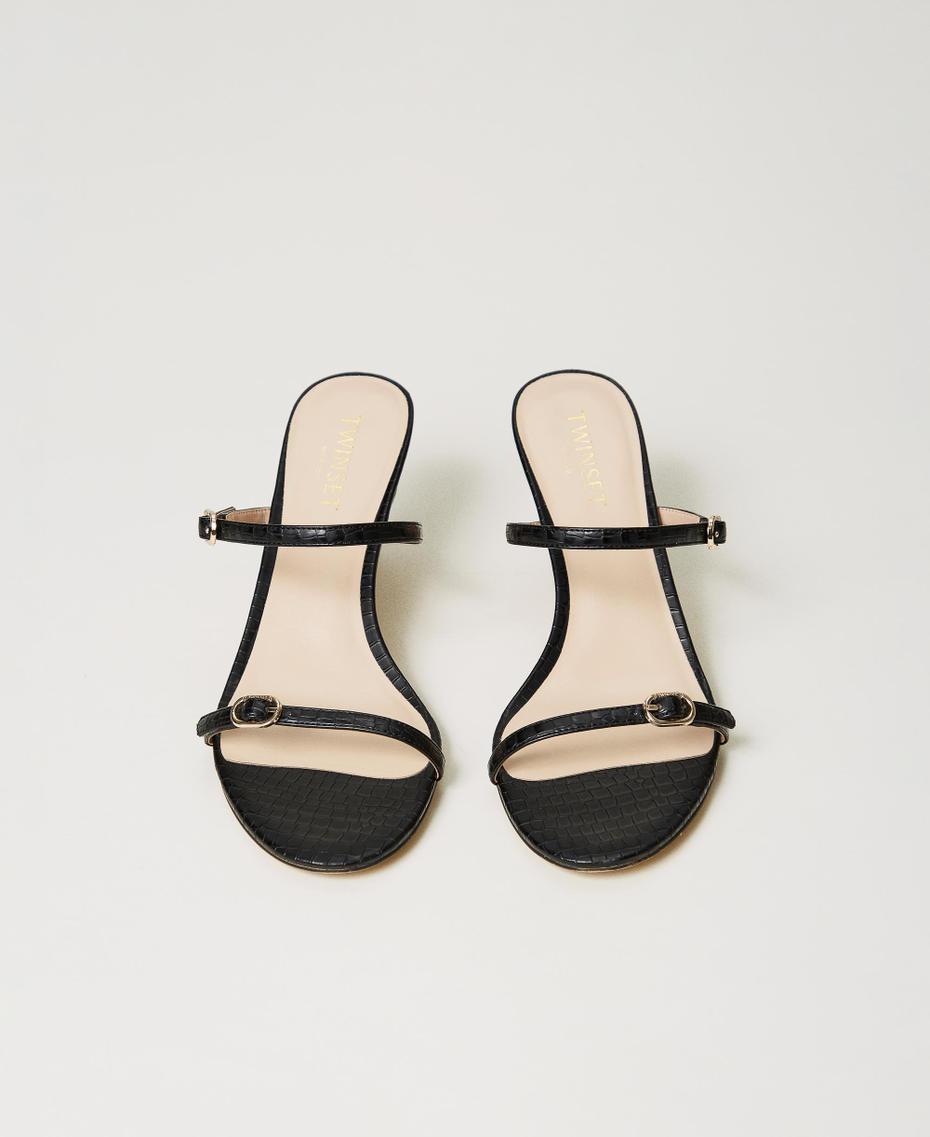 Coconut effect sandals with straps Black Woman 241TCT024-04