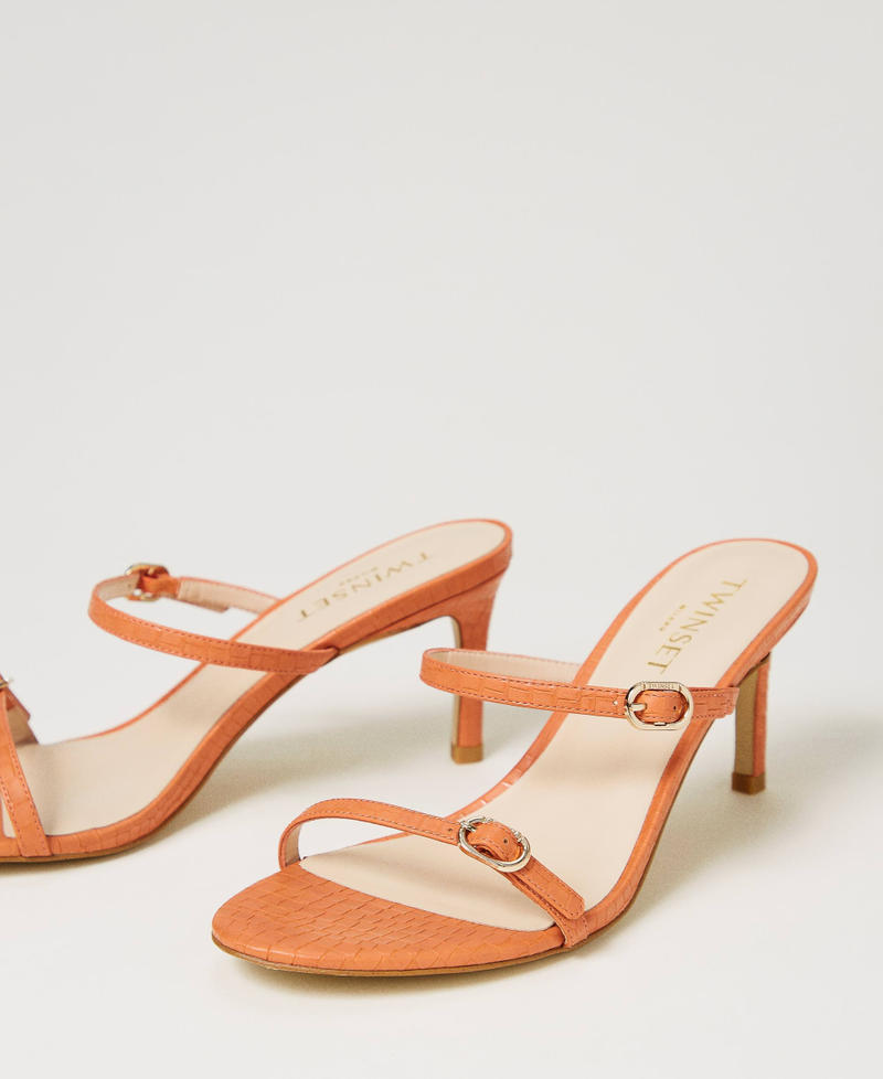 Coconut effect sandals with straps "Canyon Sunset" Orange Woman 241TCT024-02