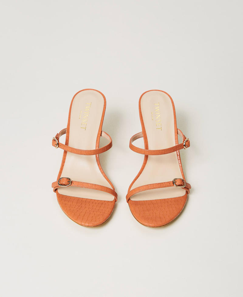 Coconut effect sandals with straps "Canyon Sunset" Orange Woman 241TCT024-04