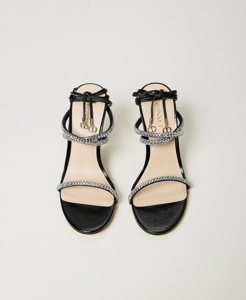 Wedge sandals with rhinestone straps Black Woman 241TCT032-04