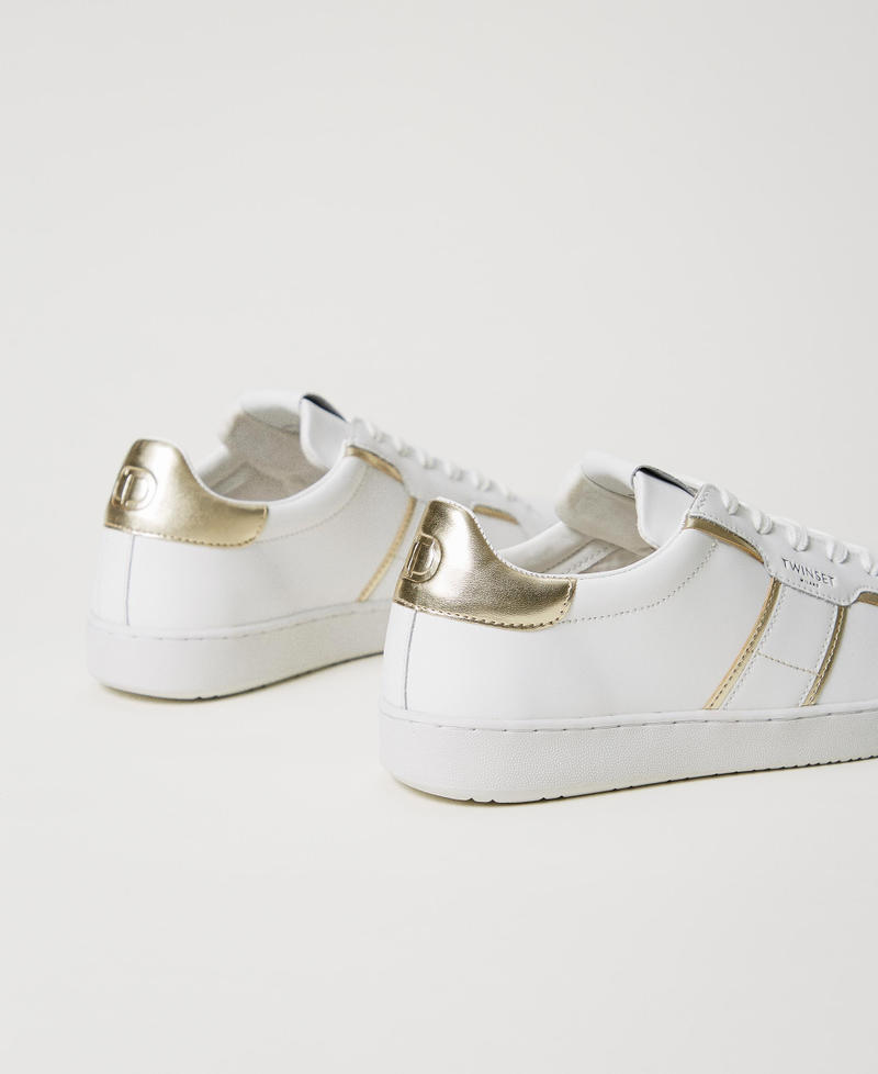 Leather trainers with laminated details