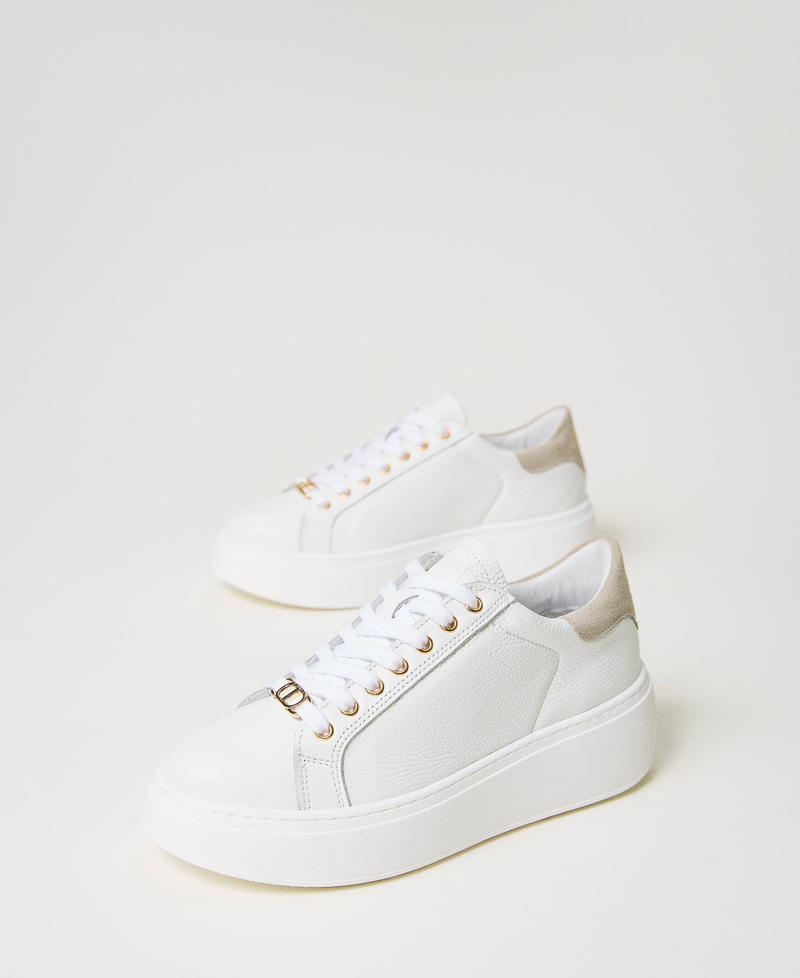Leather trainers with contrasting detail