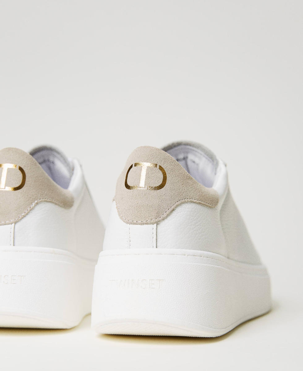 Sneakers in pelle con dettaglio a contrasto Donna Bianco TWINSET Milano