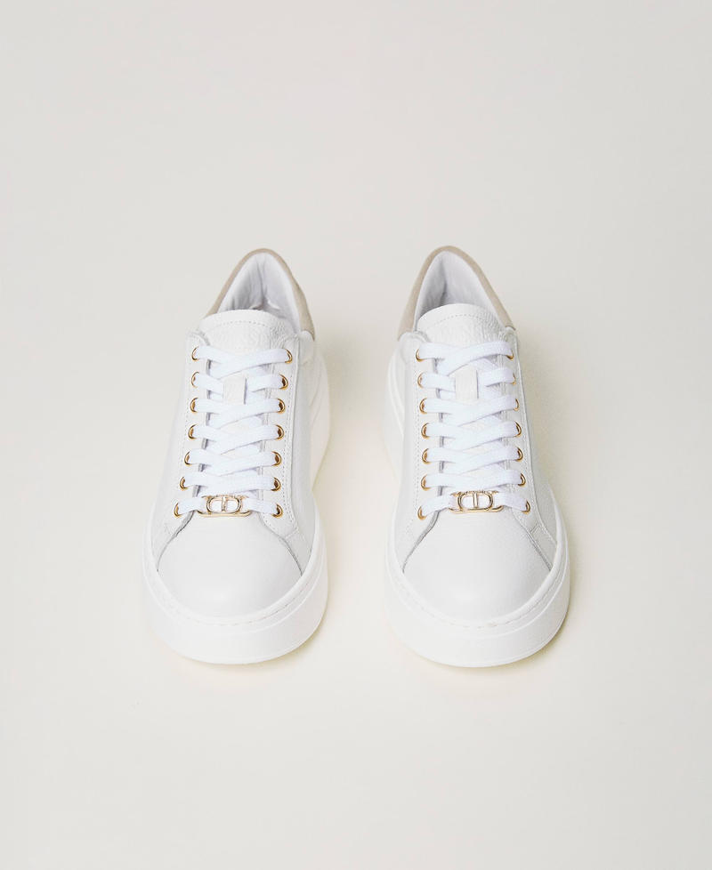 Leather trainers with contrasting detail